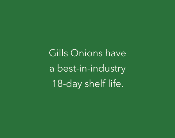 Gills Onions Have 18-Day Shelf Life