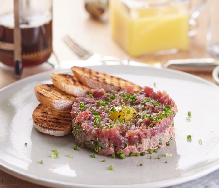 Filet Mignon Steak Tartare With Caramelized Red Onion Jam And Fresh Herbs