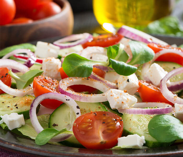 Vine Ripe Tomato And Red Onion Greek Salad