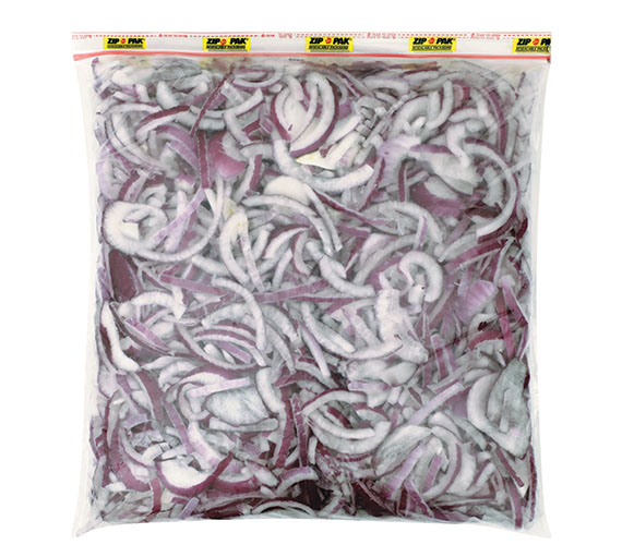 Sliced onions in a bag for food service